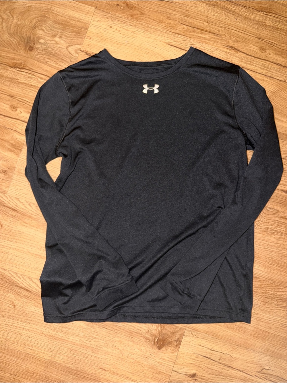 Boy’s Under Armour Black Long Sleeve Tech Top with White Logo YL